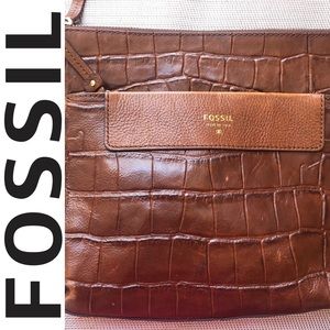 fossil cowhide crocodile bag